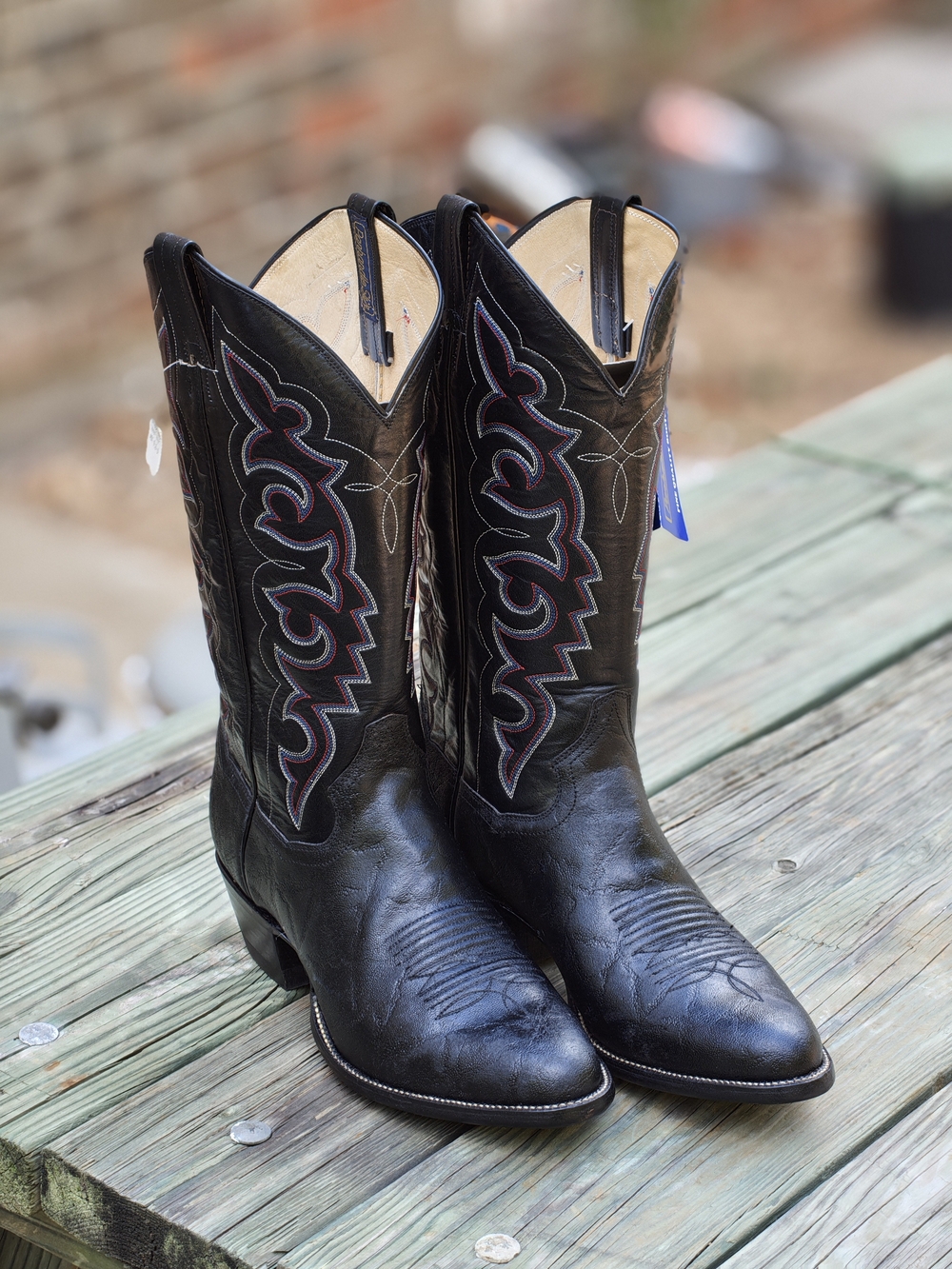 NWT Black Elephant Leather Cowboy Boots